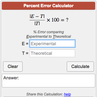 calculate percentage error experiment