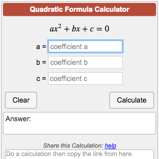 diagram bit Tale Quadratic Formula Calculator