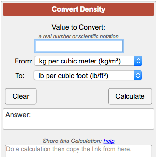 Just overflowing Unfair liquid Density Conversion Calculator