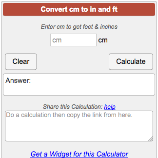 Height Converter cm to in and ft