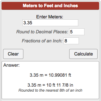 Meters feet to