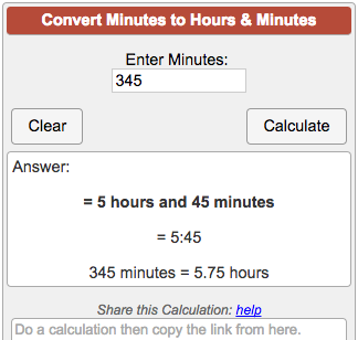 100 minute conversion clearance chart