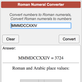 Roman numerals converter download fnt