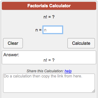 Factorial Calculator n!