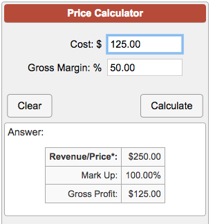 Selling price store calculator