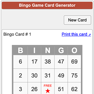 Bingo Card Generator