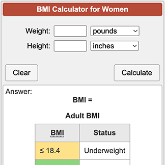 bmi age women calculator