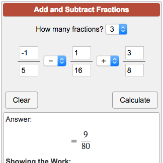 Adding Fractions Calculator
