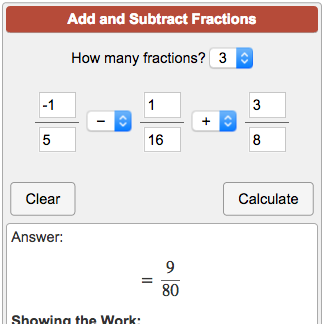 Fraction equation deals calculator