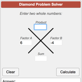 diamond problem solver with decimals
