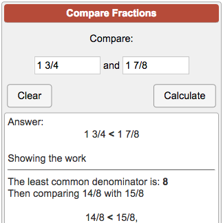 Comparing Fractions Calculator