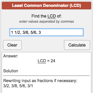LCD Calculator - Least Common Denominator