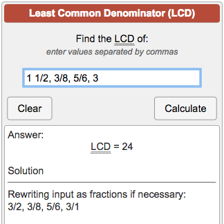 Lcd Calculator - Least Common Denominator