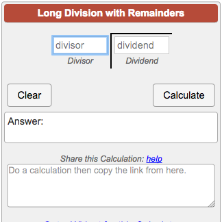 Long Division Calculator with Remainders