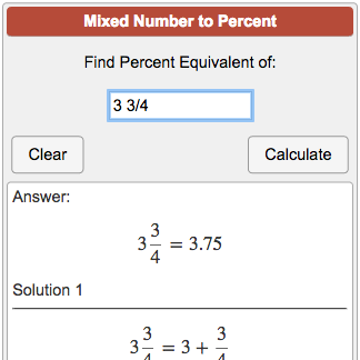 Mixed Number to Percent Calculator - Fractions
