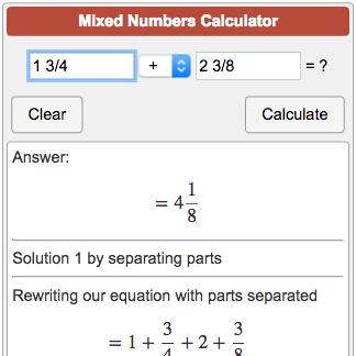 Mixed Numbers Calculator - Fractions