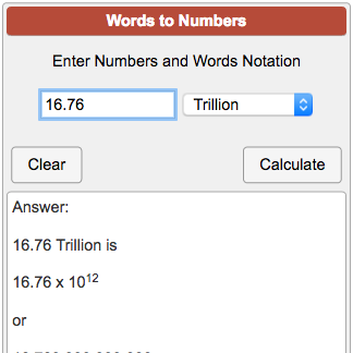 Number And Word To Standard Notation Calculator