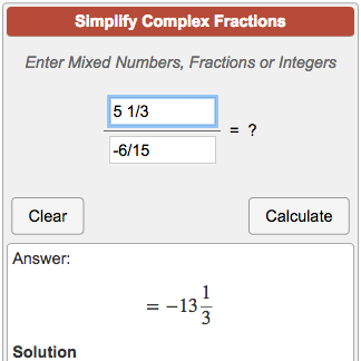 Simplifying Complex Fractions Calculator