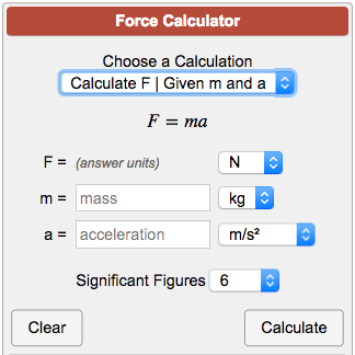 Force Calculator F = ma