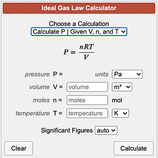 Ideal Gas Law Calculator PV = nRT