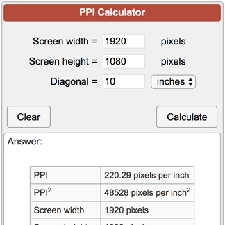 be impressed rattle gauge Pixels Per Inch PPI Calculator