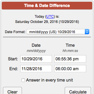 Marcar para castigar Declaración Time & Date Difference Calculator