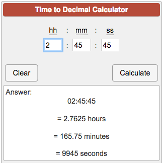 Minutes as decimals discount chart