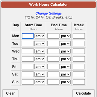 Work Hours Calculator