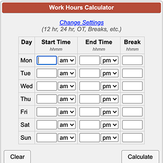 free time clock calculator bi weekly