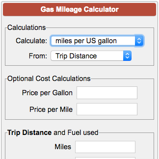 Figure Mileage From One Address To Another Gas Mileage Calculator