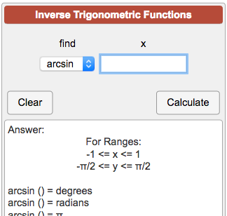 inverse trigonometric values
